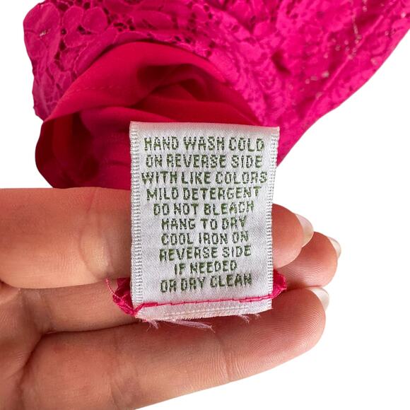 Donna Morgan Pink Eyelet Lace Short Sleeve Mini Knee Length Zip Up Sheath Dress - Picture 11 of 12